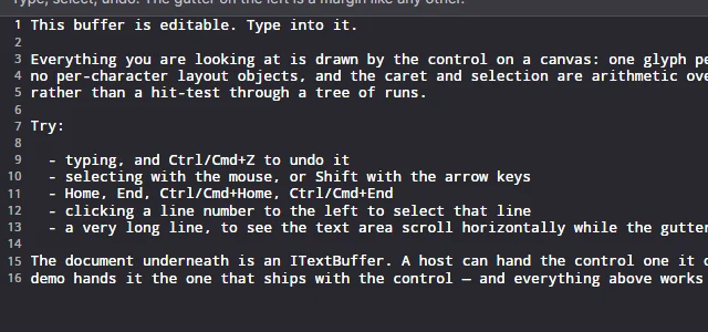 A document open in the editor with a line-number gutter